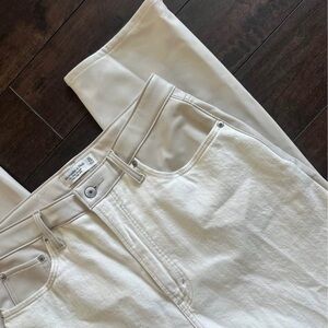 Abercrombie & Fitch White and pleather High-Waisted Jeans